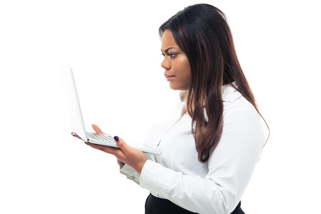 businesswoman using laptop