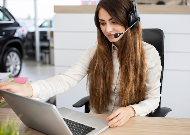 Businesswoman video conferencing