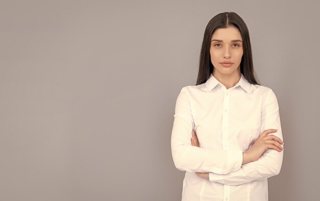 Businesswoman in white shirt business success successful woman in businesslike clothes