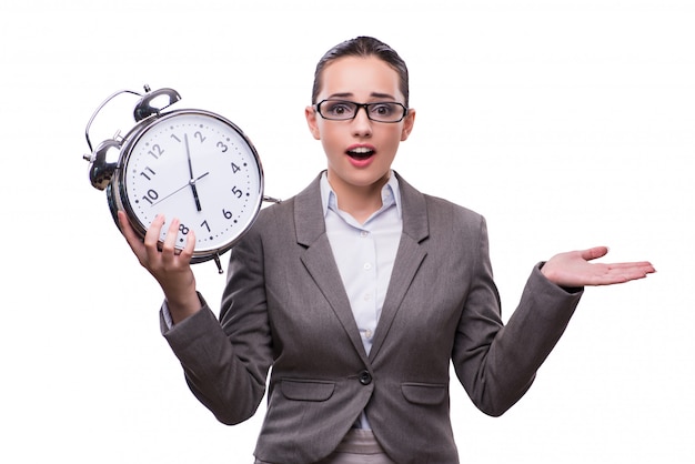 Photo businesswoman with clock in business concept