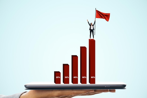 Businesswoman with flag