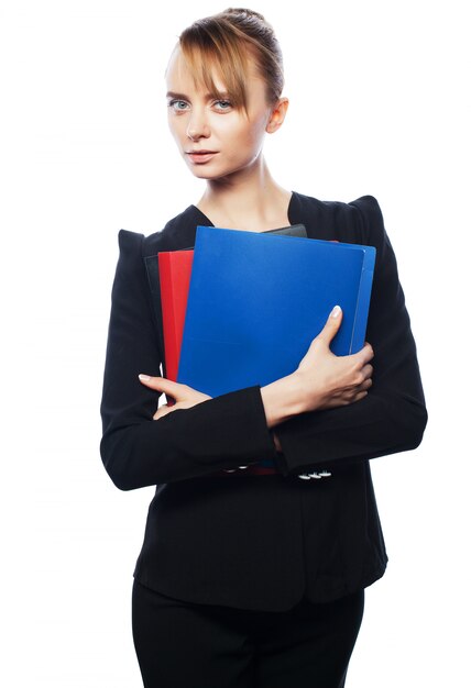 Businesswoman with folders