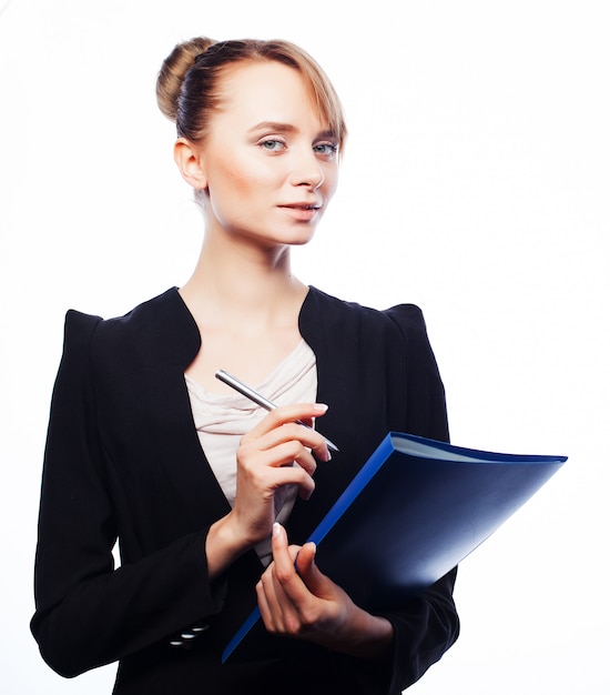 Businesswoman with folders