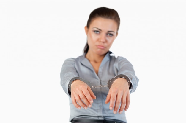 Businesswoman with handcuffs