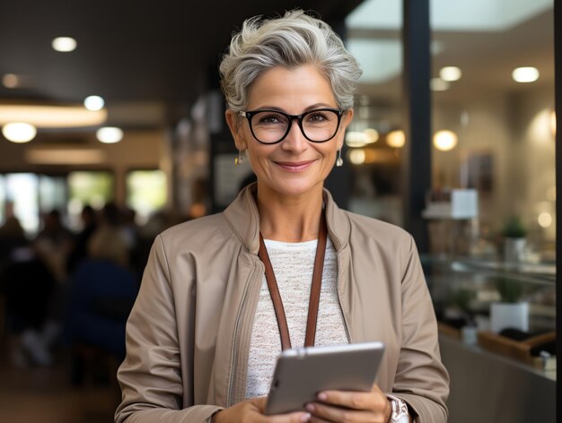 Businesswoman with tablet in hand