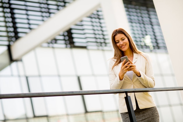 Businesswoman with telephone