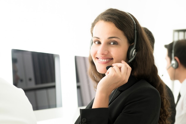 Businesswoman working in call center