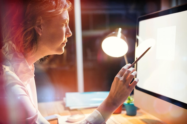 Businesswoman working on computer