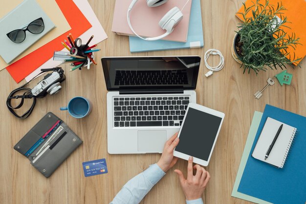 Businesswoman working at desk