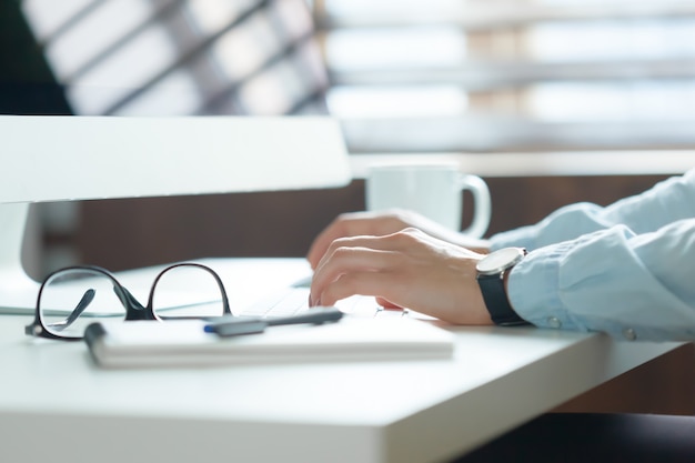 Businesswoman working at her office