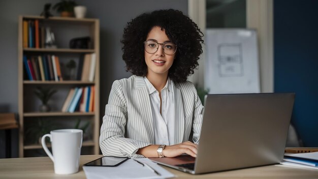 Businesswoman working at home on quarantine