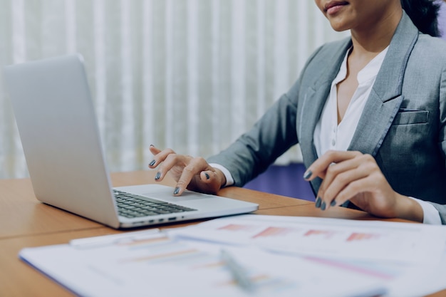 Businesswoman working on a laptop