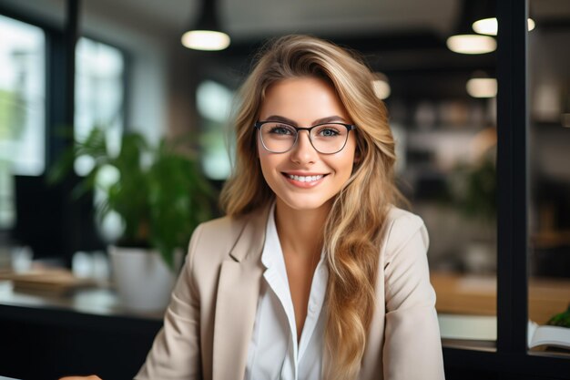 Businesswoman Working in Modern Office