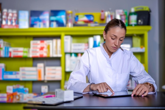 Photo businesswoman working in office