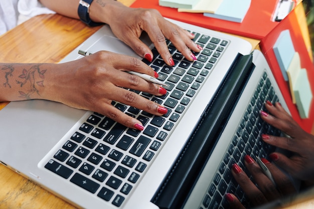 Businesswoman working online