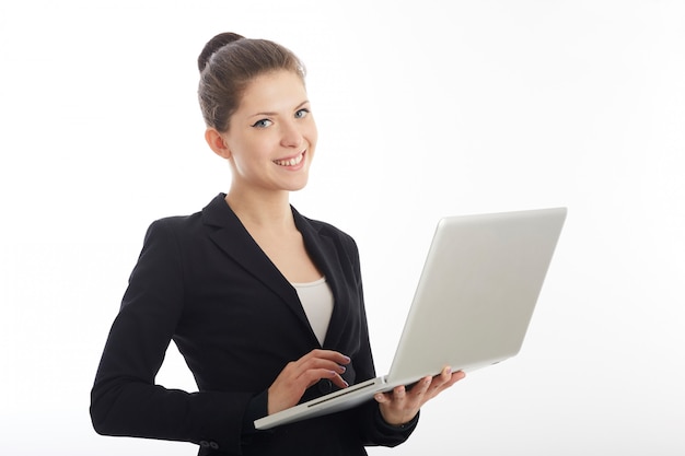 Businesswoman working with laptop 