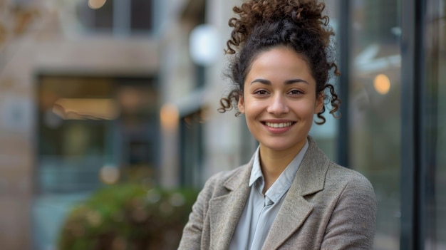 Photo businesswomans empowering smile before a pivotal meeting generative ai