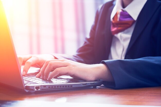 Businesswomen use laptops in the office