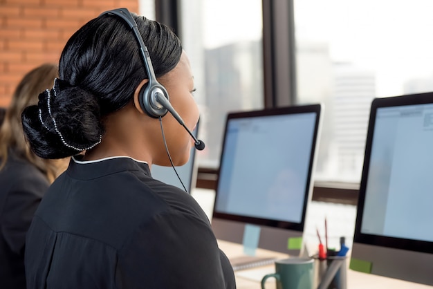 Businesswomen working in call center 