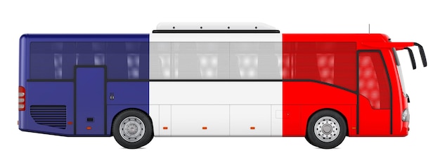 Busreizen in Frankrijk Franse bustours concept 3D-rendering geïsoleerd op witte achtergrond