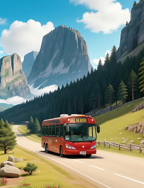 Bussen en toeristen op het uitkijkpunt met de berg Denali op de achtergrond