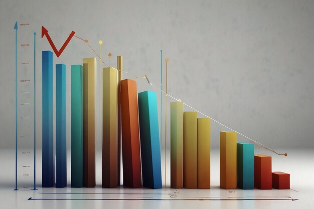 Bussiness growth graph in white background