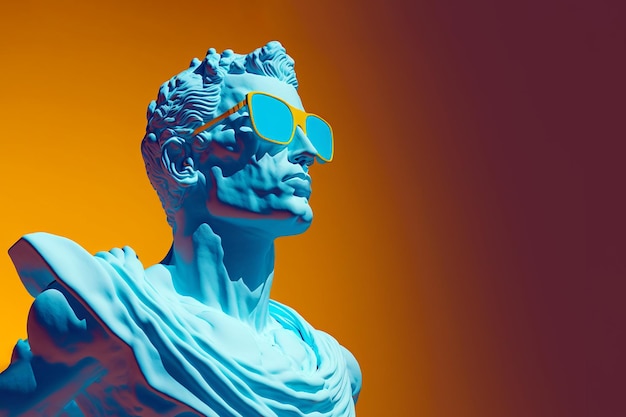 Bust sculpture with sunglasses Sculpture in glasses minimal concept art AI generated image