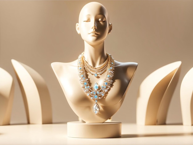 Photo bust showcase elegant jewelry display for necklace pendants