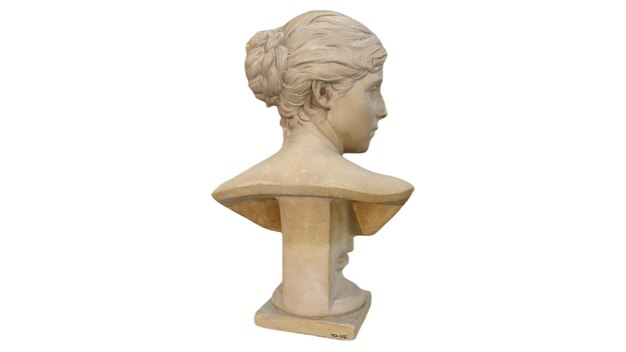 A bust of a woman's face