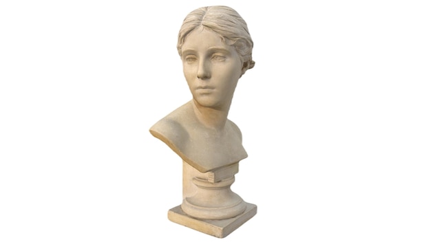 A bust of a woman with a face on it.