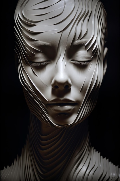 A bust of a woman with the word art on it