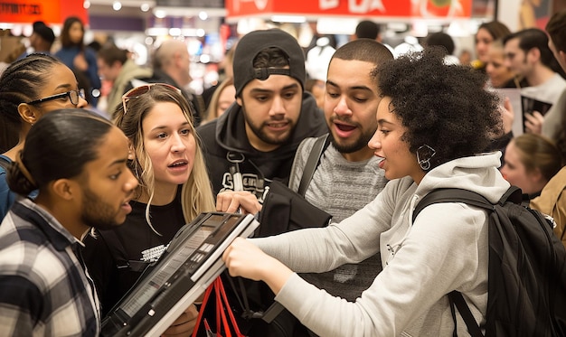 Photo bustling black friday scene captured