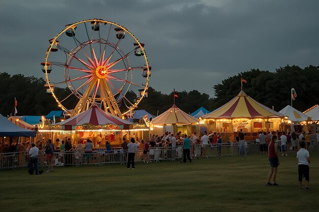 Bustling Carnival Grassland Fun Fair