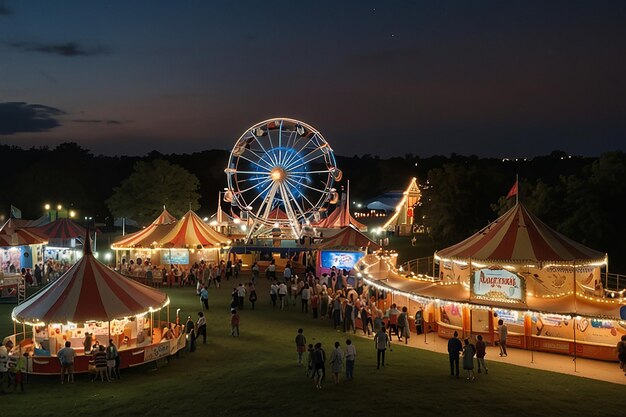 Bustling Carnival Grassland Fun Fair