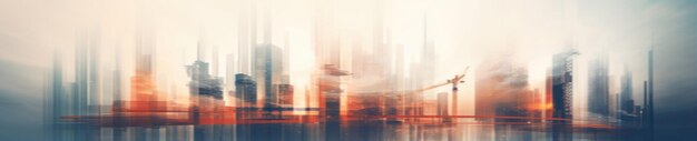 Photo bustling city with tall construction cranes symbolizing urban renewal and progress blurred cityscape with multiple cranes ai generative