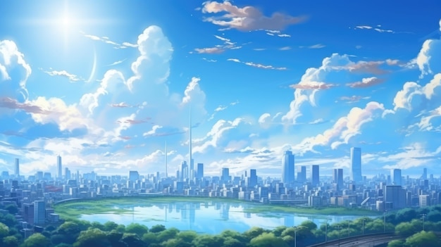 bustling cityscape background