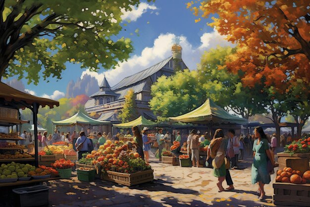 Bustling Farmers Market