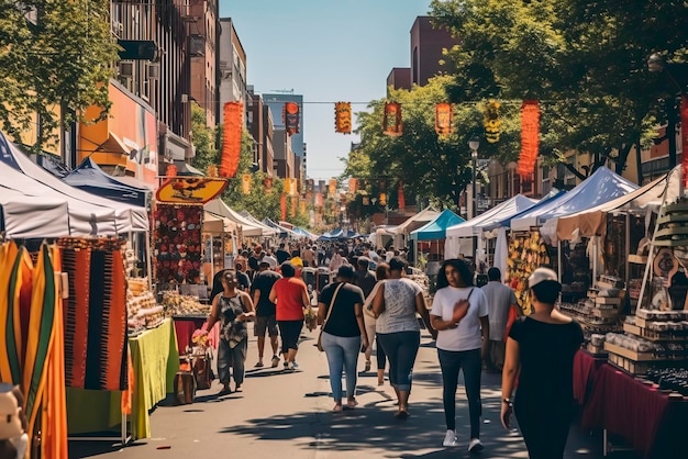 Photo a bustling marketplace in a vibrant culturally illustration generativbe ai