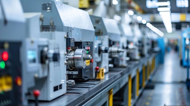 Photo the bustling production floor of a stateoftheart manufacturing facility where rows of advanced cnc