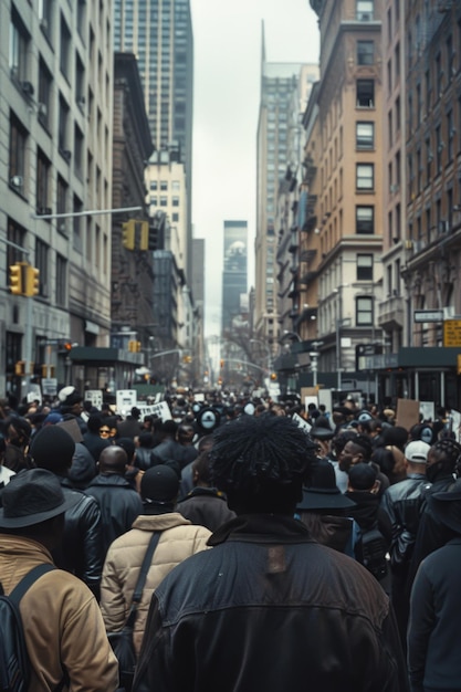 Foto una scena vivace di una folla che cammina per una strada della città adatta a concetti di stile di vita urbano