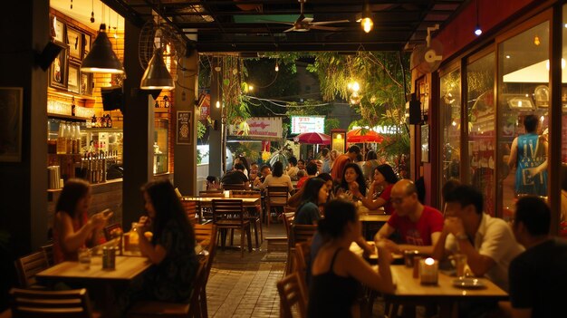 Bustling Street Food Market at Night