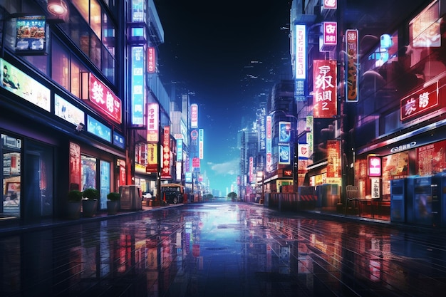 A bustling Tokyo street at night illuminated by ne 00004 01