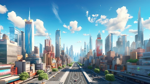 A bustling urban cityscape dominated by towering skyscrapers embodies the lively spirit and multicultural dynamism of a thriving metropolis Generated by AI