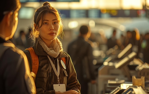 바쁜 공항 체크인 구역