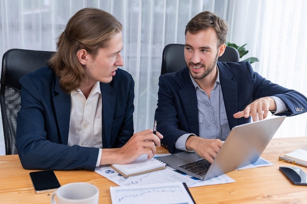 Photo busy analyst team in office analyzing financial data analysis entity