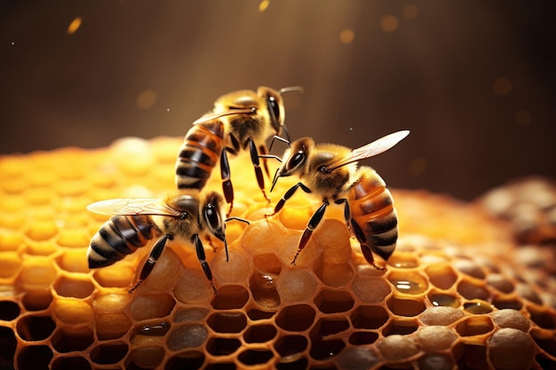 Busy Bees Building Honeycomb AI Generated