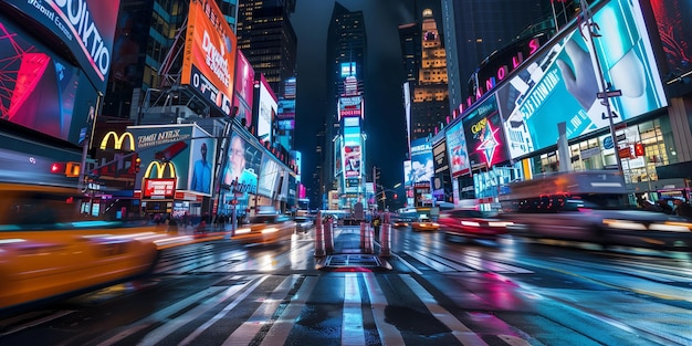 A busy city street sign in the background Travel concept