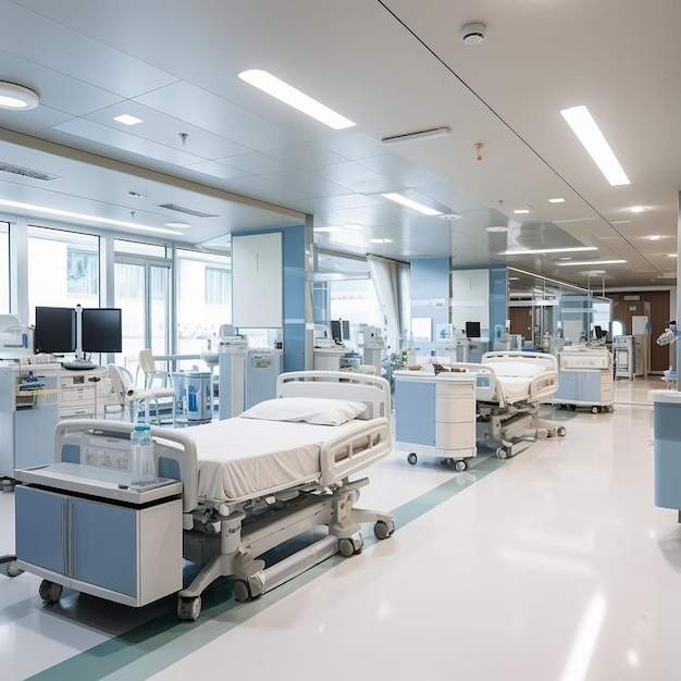 Photo busy nurse s station in modern hospital