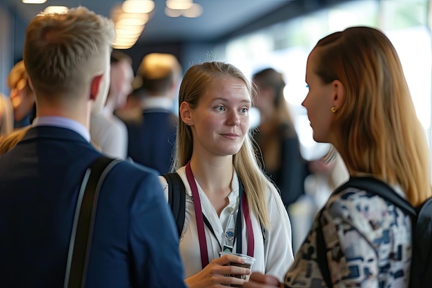 Busy professionals business man networking at a high profile conference