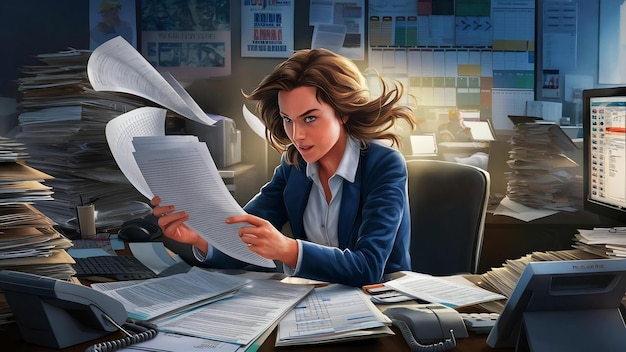 Busy secretary writing